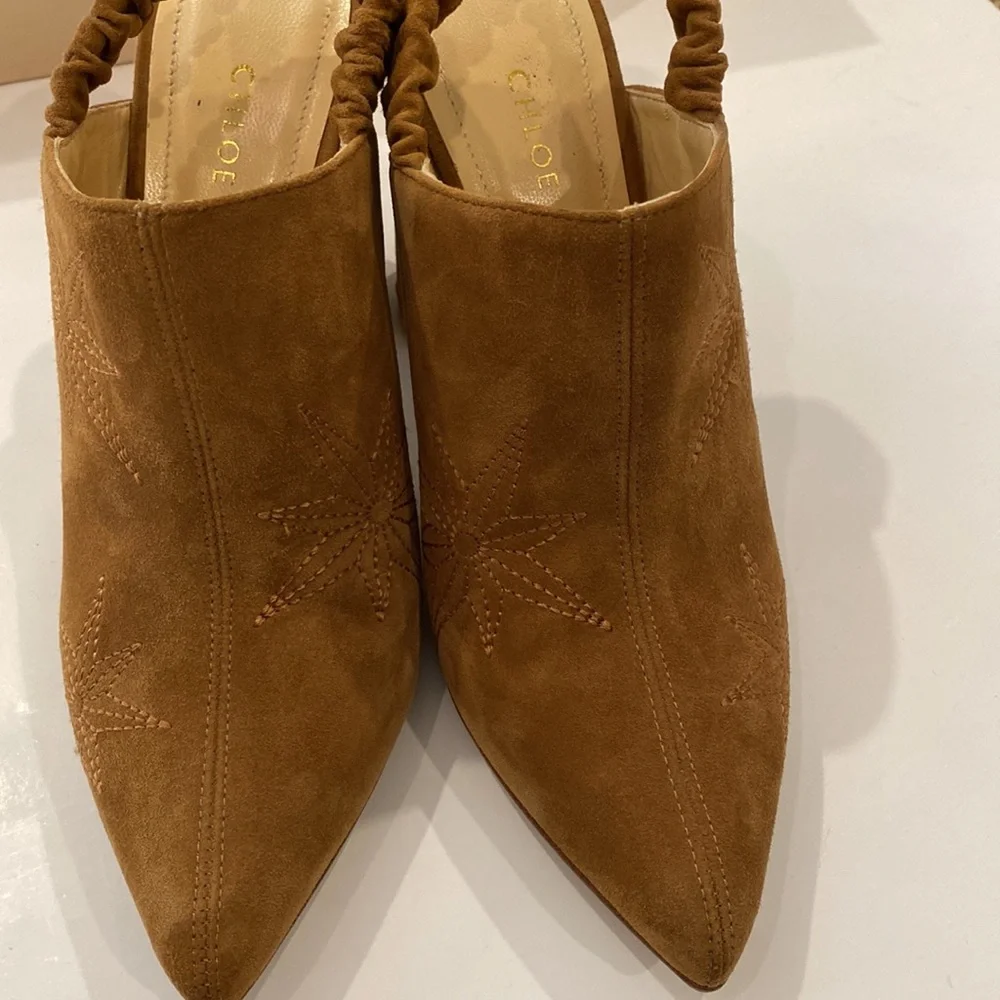 CHLOE GOSSELIN DIANE BACKLESS SUEDE CHUNKY HEELED BOOT LIKE SHOE - Picture 7 of 16